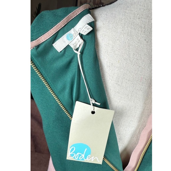 Boden Emerald Green Sheath‎ Dress w/ Pink Waist Detail | Size 8L | NWT - Picture 10 of 16